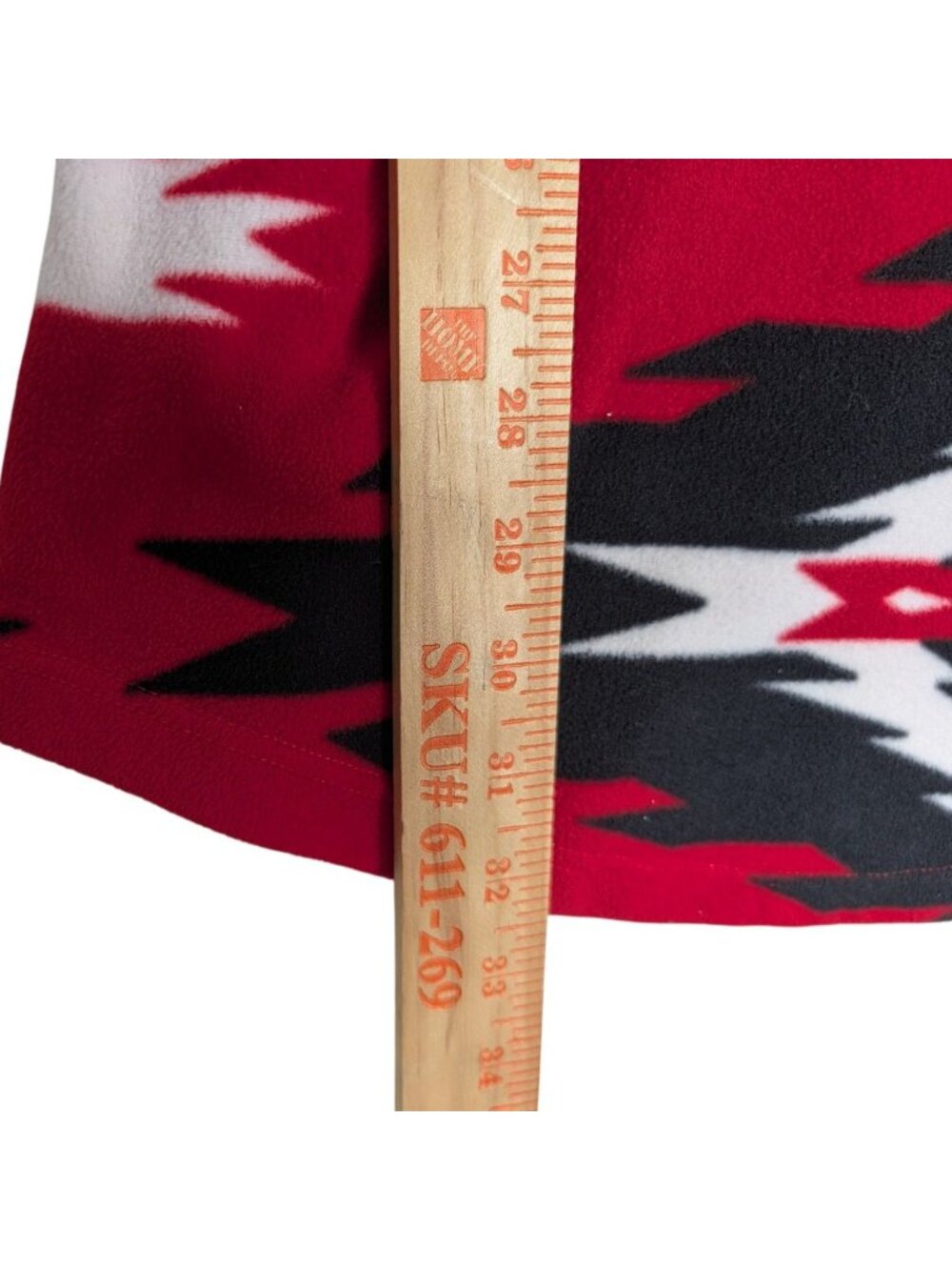 Ralph Lauren Red Aztec Fleece Nightgown Sz M Pockets & Embroidered Crest Logo - Picture 7 of 12